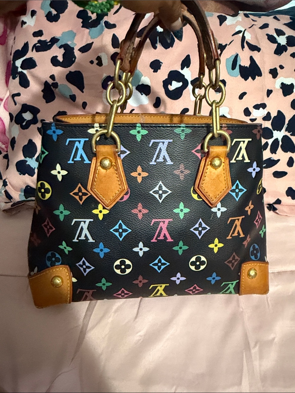 beautiful multicolored hand bag
